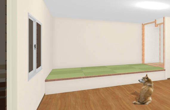 畳の部屋は床の高さを変えて