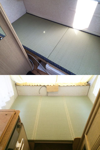 札幌市手稲区・和紙表 牽引型キャンピングカーに畳を施工