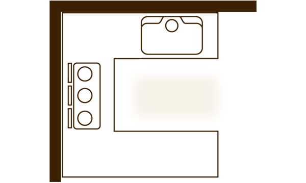 U型キッチン平面図